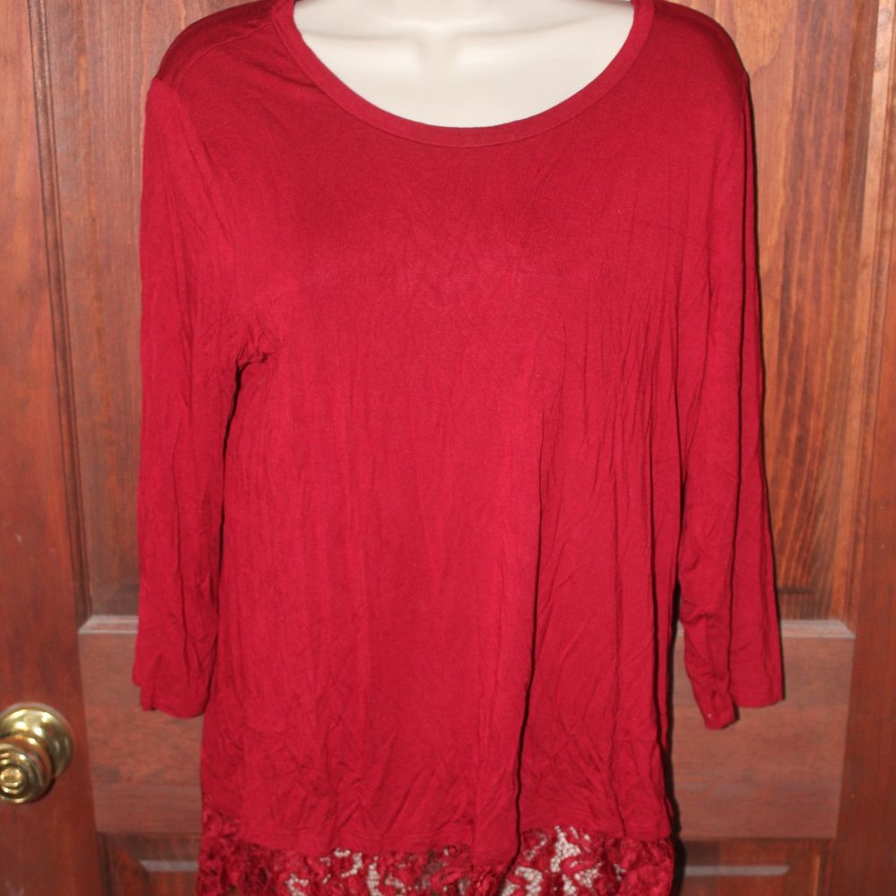 Super Soft Long Sleeve T with Lace Trim